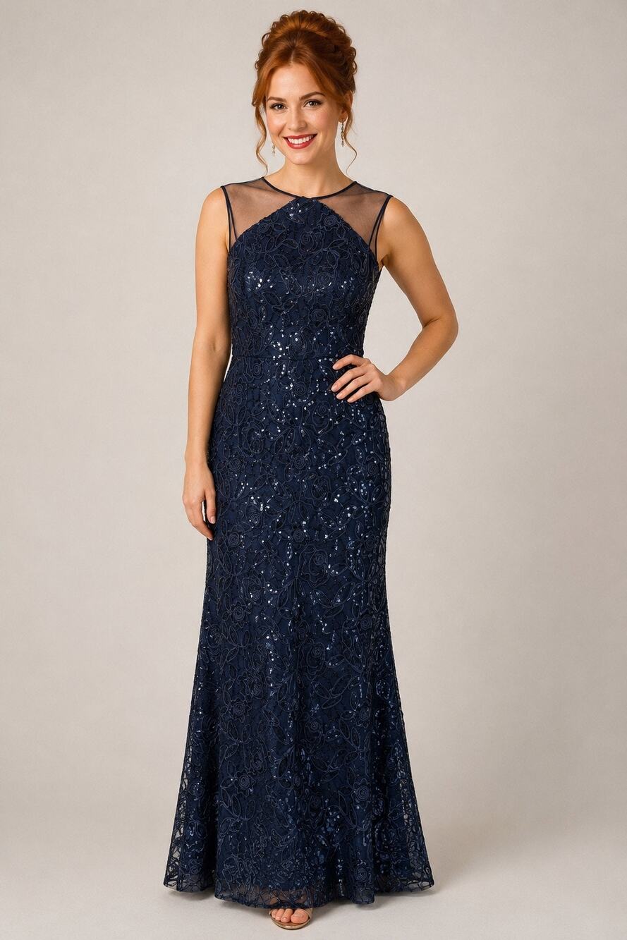 Ignite Evenings Navy Sequin Gown - Size 12P